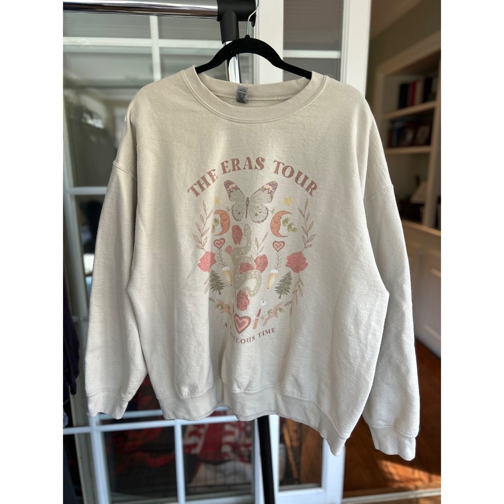 EUC Taylor Swift The Eras Tour A Marvelous Time Gildan Sweatshirt XL Beige
